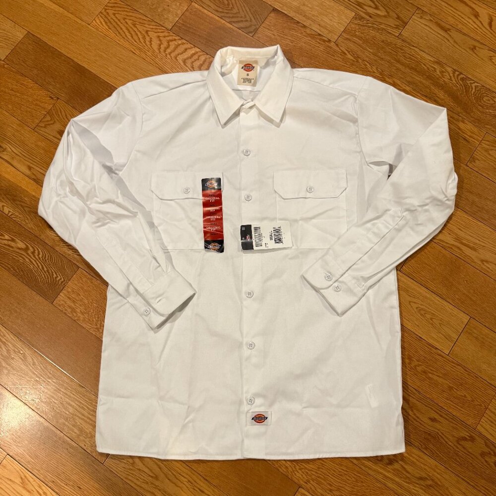 Dickies Work Shirt Mens S White Button Up Long Sleeve Industrial Pocket NWT